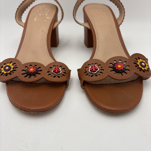 Tory Burch Tan Heels with Floral Accents - Picture 3 of 10